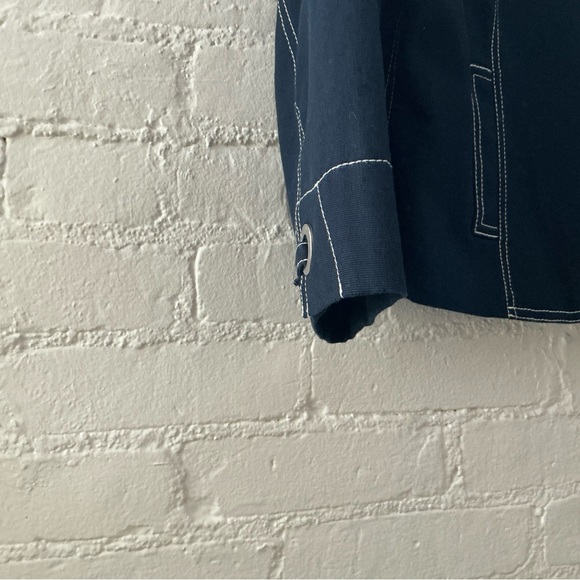 Vintage Womens Navy Blue Cotton Blazer Lined Jacket Nautical Classic Preppy 90s - Picture 4 of 14